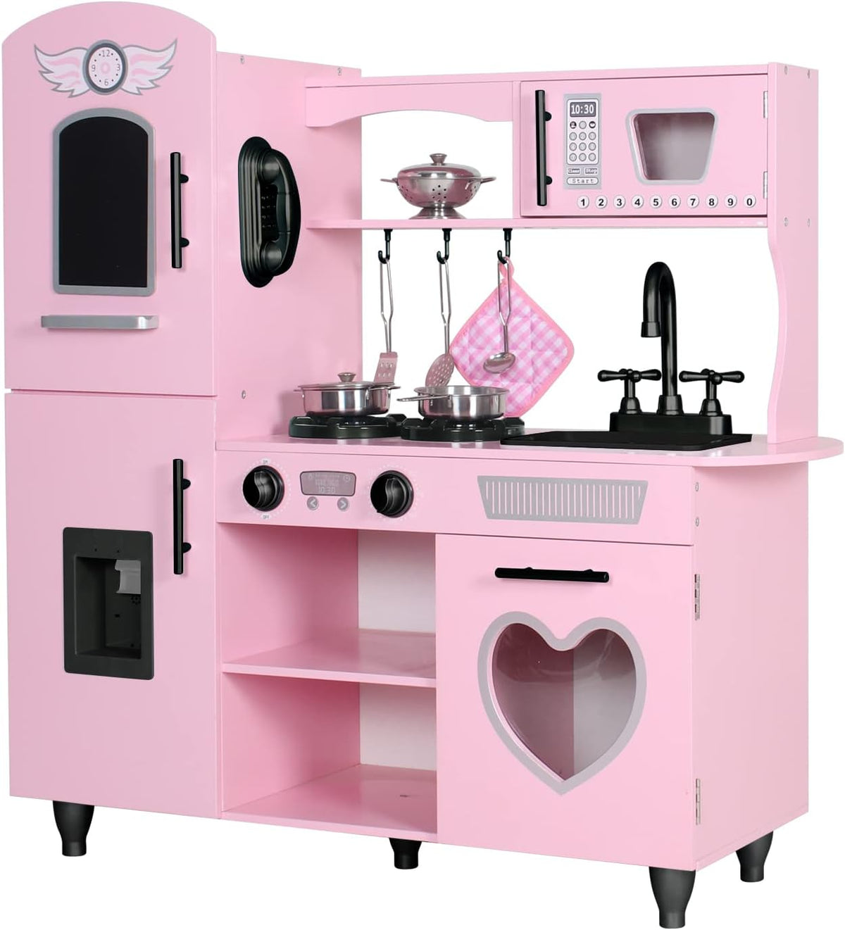 Play Kitchen, Pink Kids Kitchen Set for Girls Kitchen Set for Kids