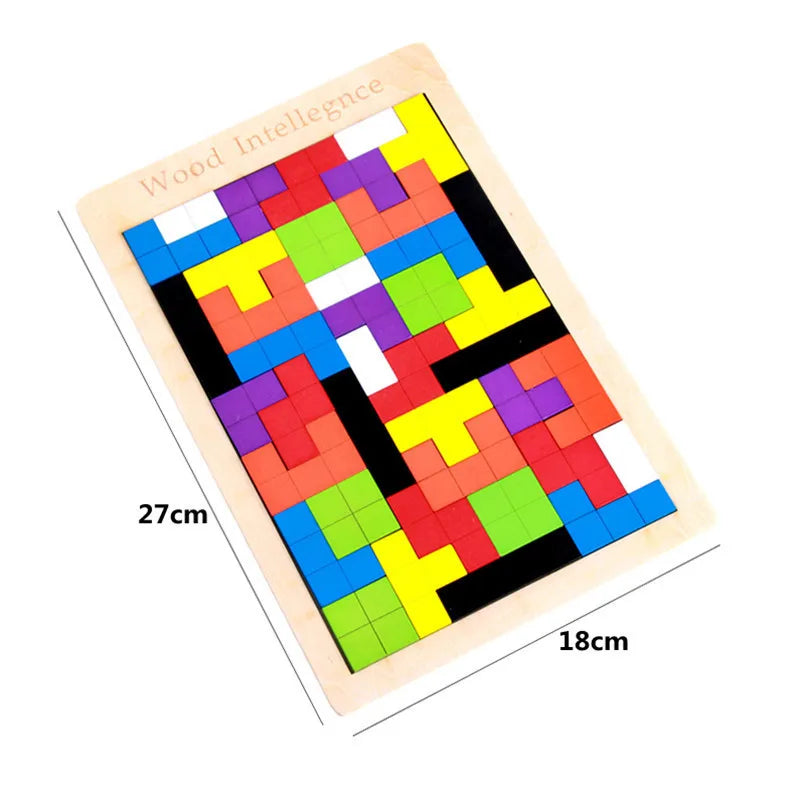 Wooden brain blocks tray size: 27 x 18 cm