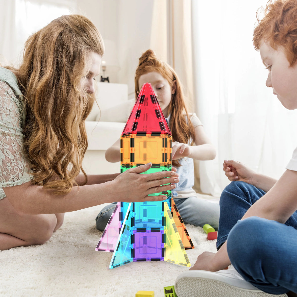 PICASSO-TILES Magnetic Tiles for Kids, Rocket Booster Building Blocks STEM Toy for Kids, 32Pc