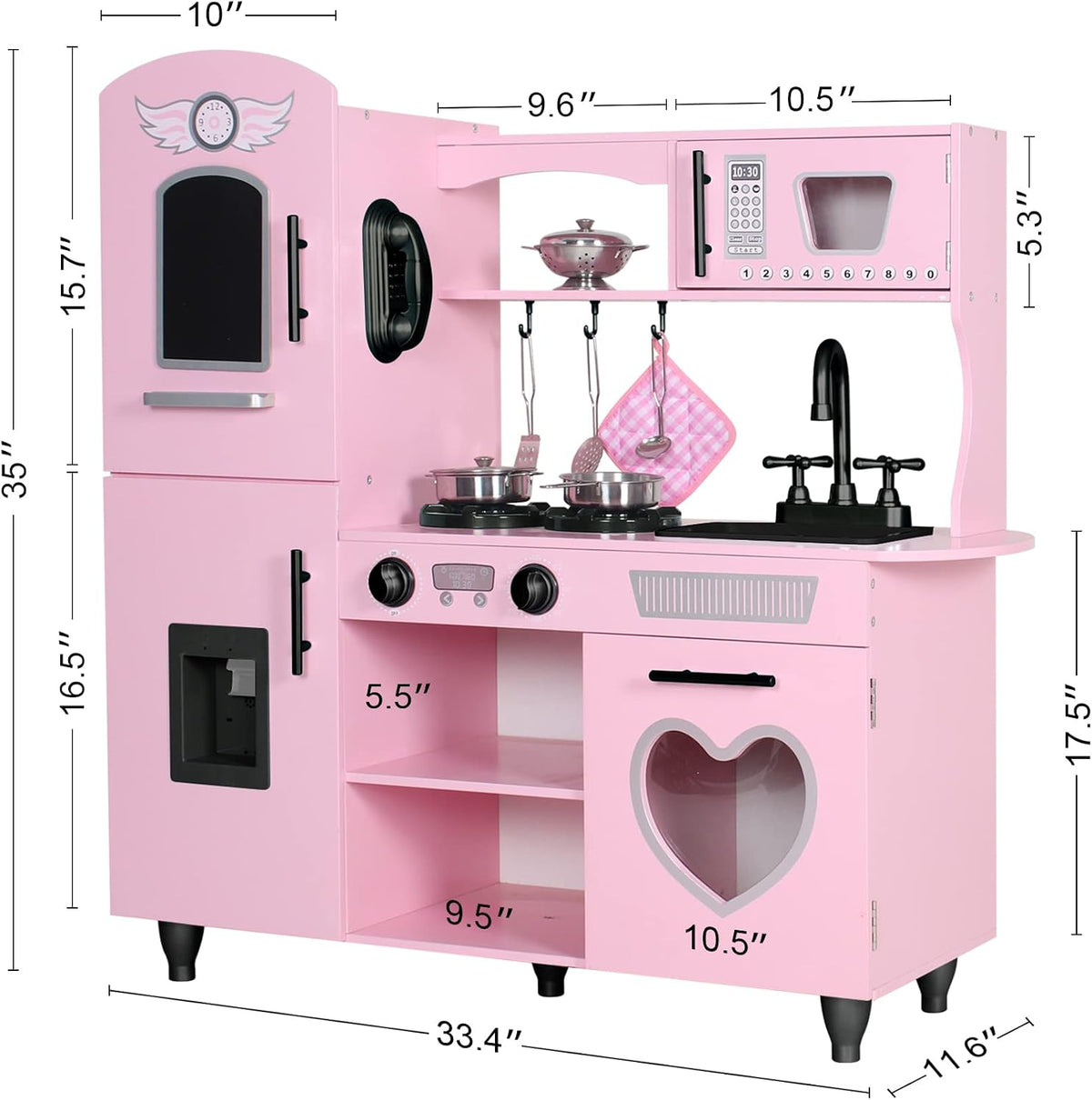 Play Kitchen, Pink Kids Kitchen Set for Girls Kitchen Set for Kids