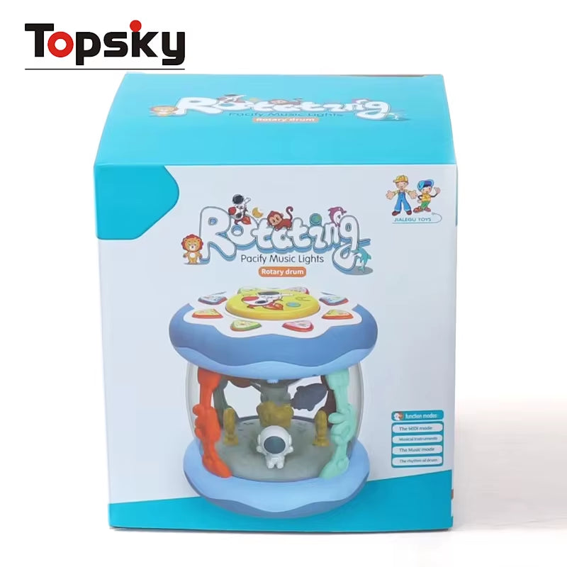 Popular Early Education Plastic Musical Light Fidget Toy for Kids Electronic Ocean Rotating Babies Keyboard Instrument Baby Toy