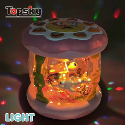 Popular Early Education Plastic Musical Light Fidget Toy for Kids Electronic Ocean Rotating Babies Keyboard Instrument Baby Toy
