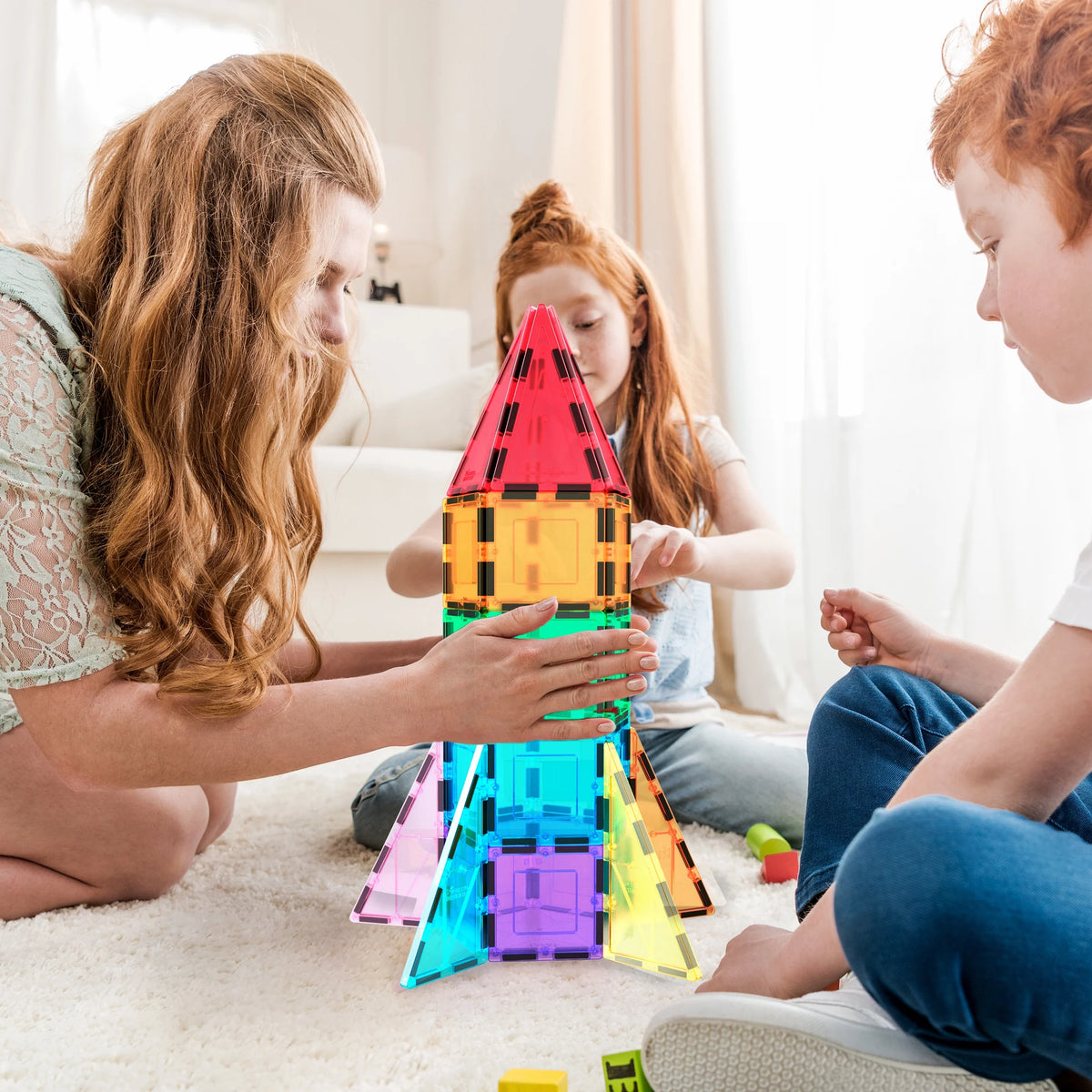 PICASSO-TILES Magnetic Tiles for Kids, Rocket Booster Building Blocks STEM Toy for Kids, 32Pc