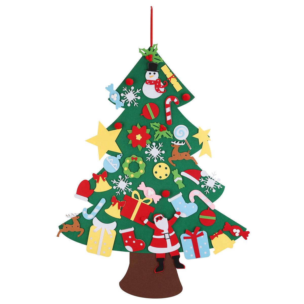 Felt Christmas tree play set with 41 stick-on ornaments for toddlers